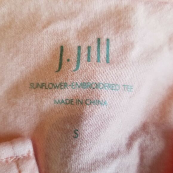 J Jill Womens Shirt Small Embroidered Long Sleeve Pink Peach Soft Linen Top Boho - Picture 5 of 6